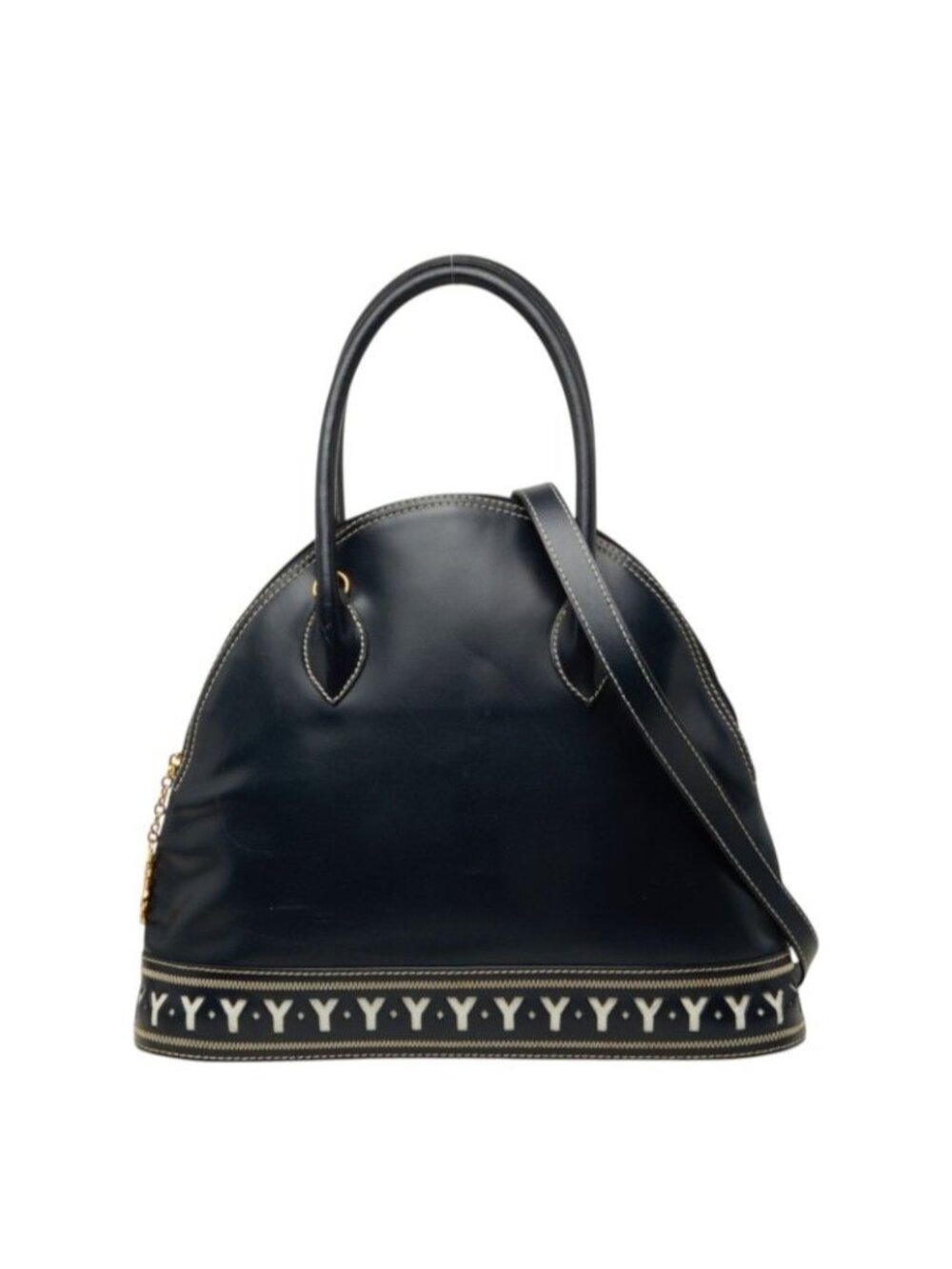 Saint Laurent Cutout 2-Way Shoulder Bag Navy Leather